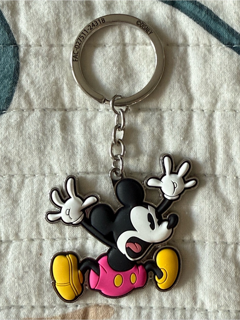 Disney Happy Mickey Mouse Pink Shorts Keychain- NWOT